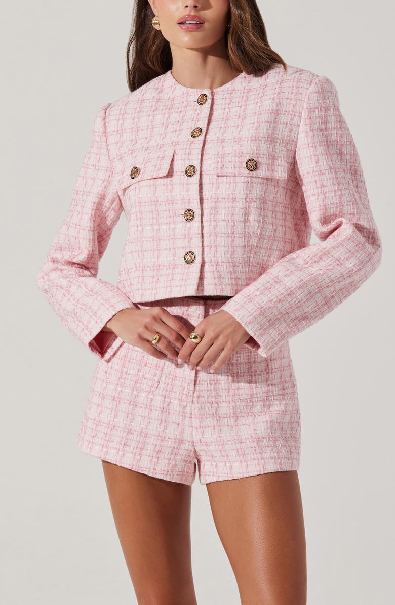 ASTR the Label Tweed Crop Jacket, Alternate, color, Pink