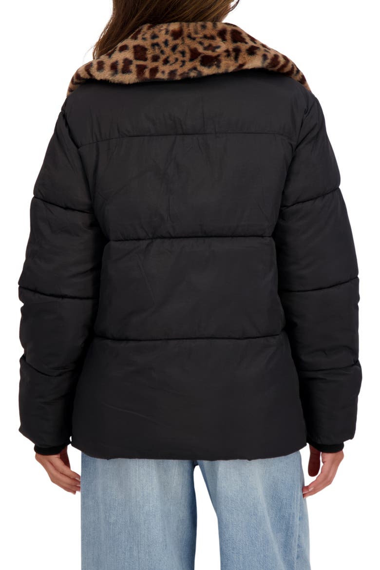 Water Resistant Faux Fur Collar Puffer Jacket, Alternate, color, BLACK