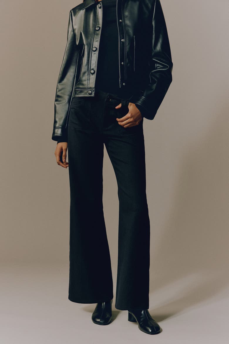 Wide-leg Twill Pants, Alternate, color, Black