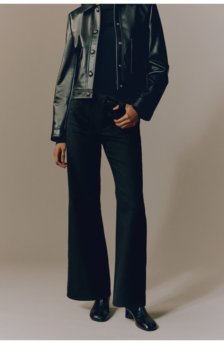 H&M Wide Twill Trousers, Alternate, color, Black