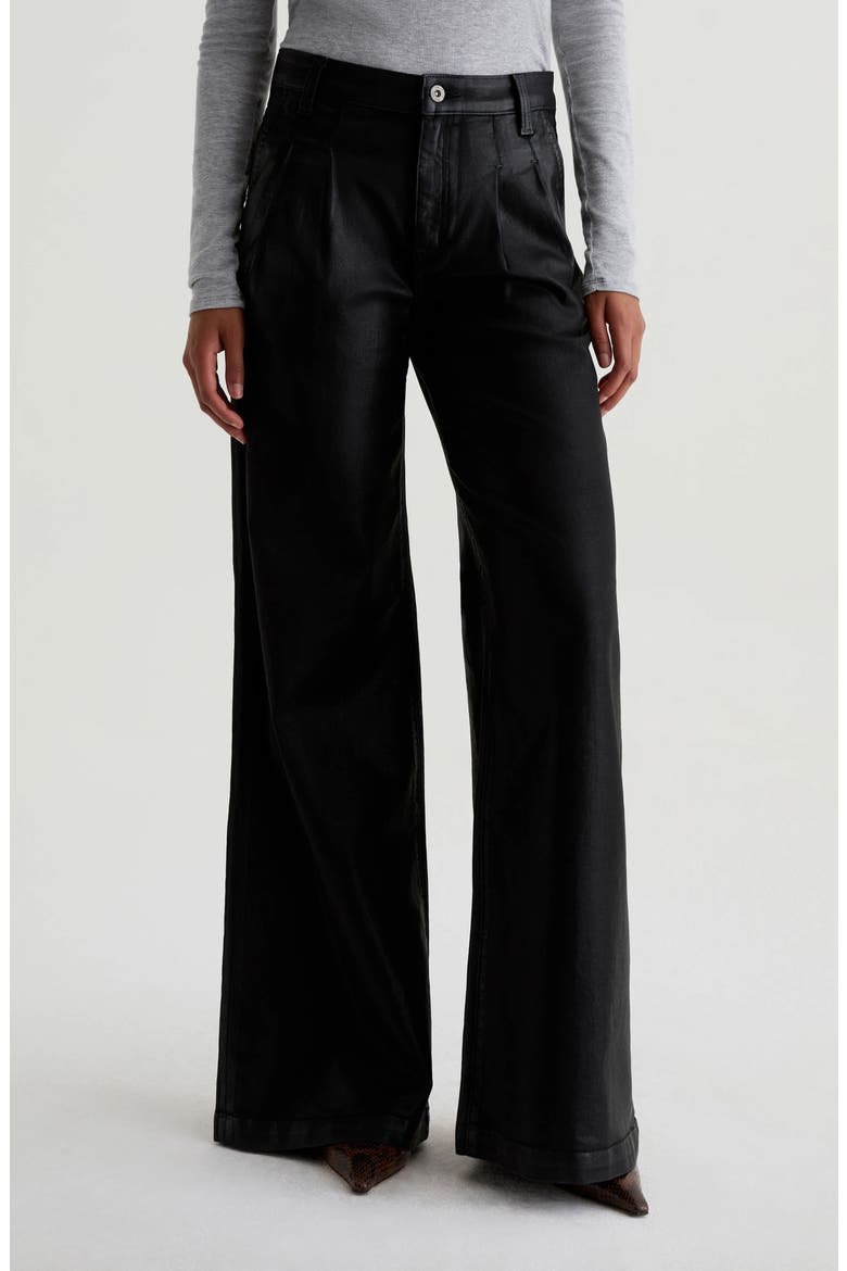 Dorine Coated High Waist Wide Leg Jeans, Main, color, LTT LT SUPER BLACK
