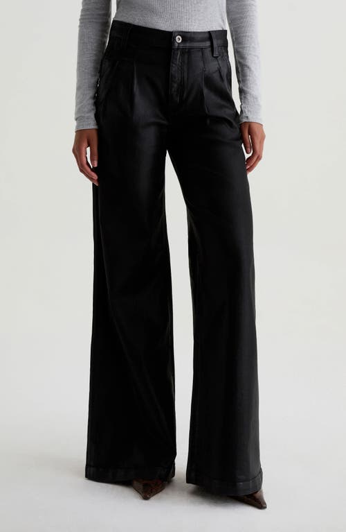 Ag Dorine Coated High Waist Wide Leg Jeans In Black