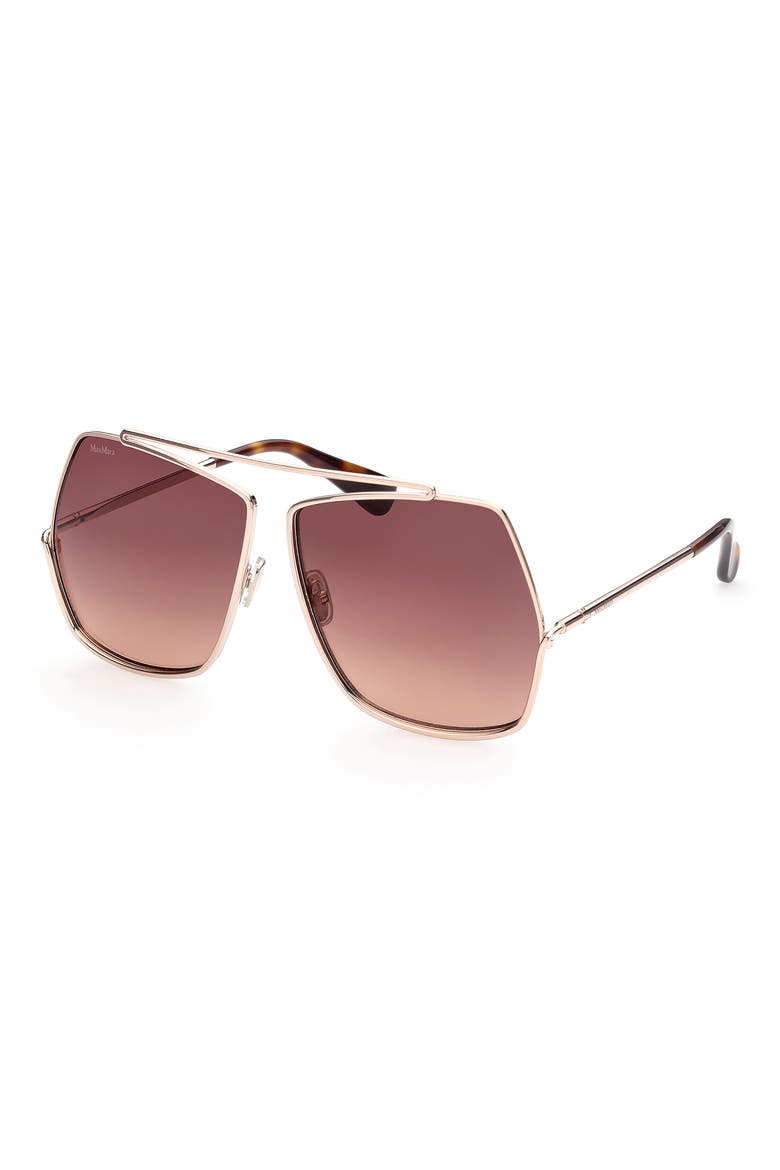64mm Geometric Sunglasses, Alternate, color, ROSE GOLD/ GRADIENT BROWN