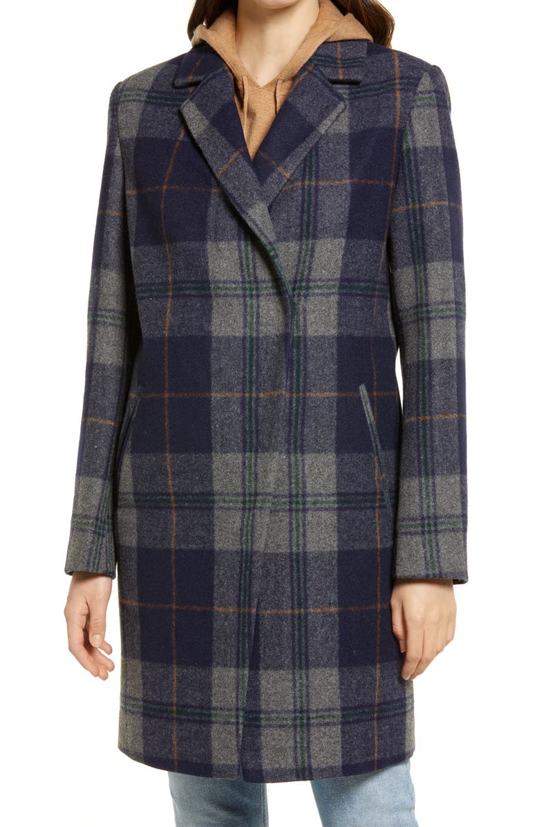 Sam Edelman Plaid Notch Collar Coat, Alternate, color, 