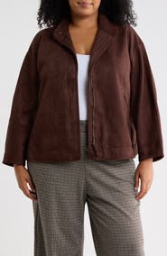MAX STUDIO Faux Suede Zip Jacket