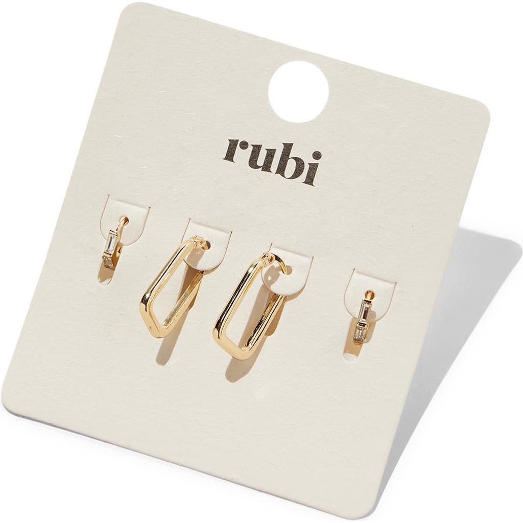 Rubi Shoes 2pk Mid Earring In Up Gold Rectangle