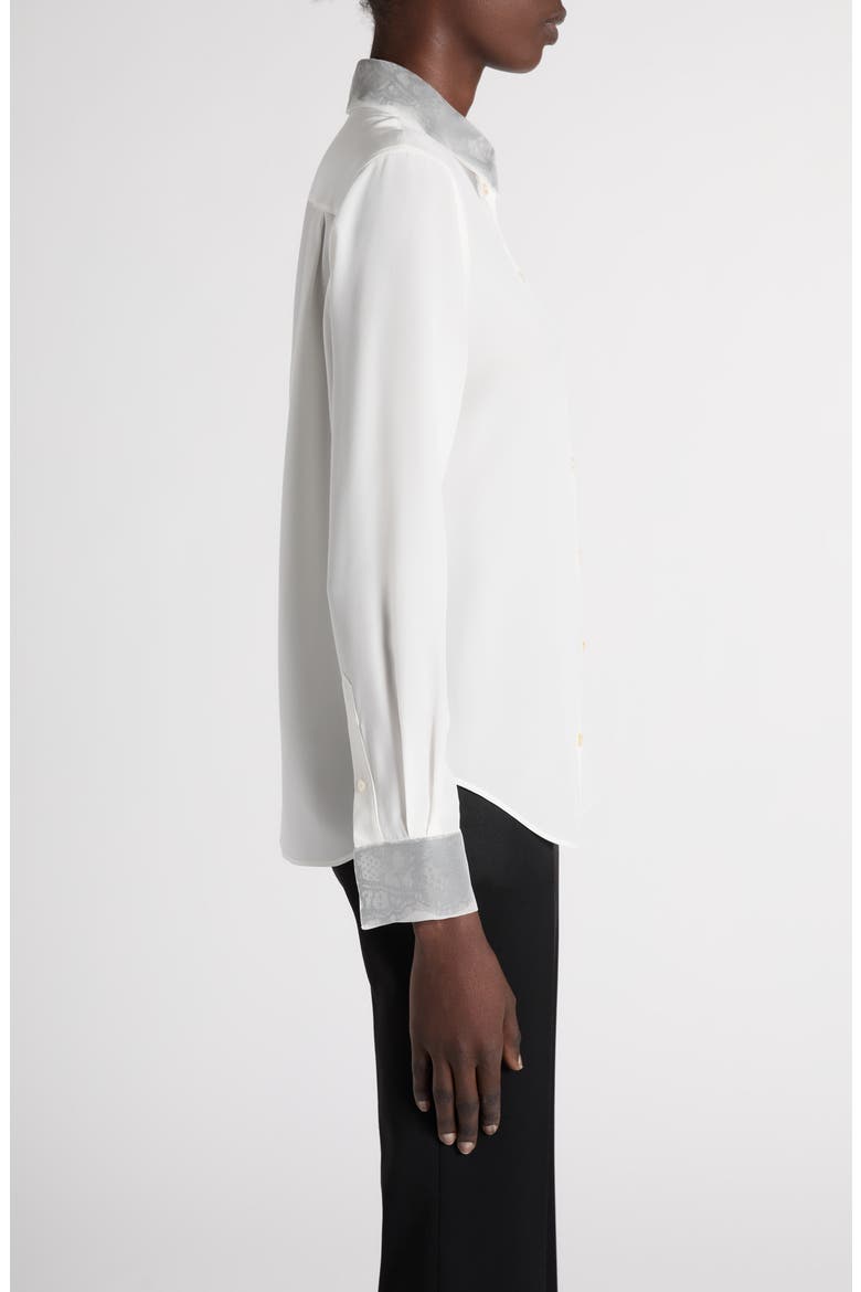 Silk Shirt with Lace Trim, Alternate, color, LIGHT IVORY