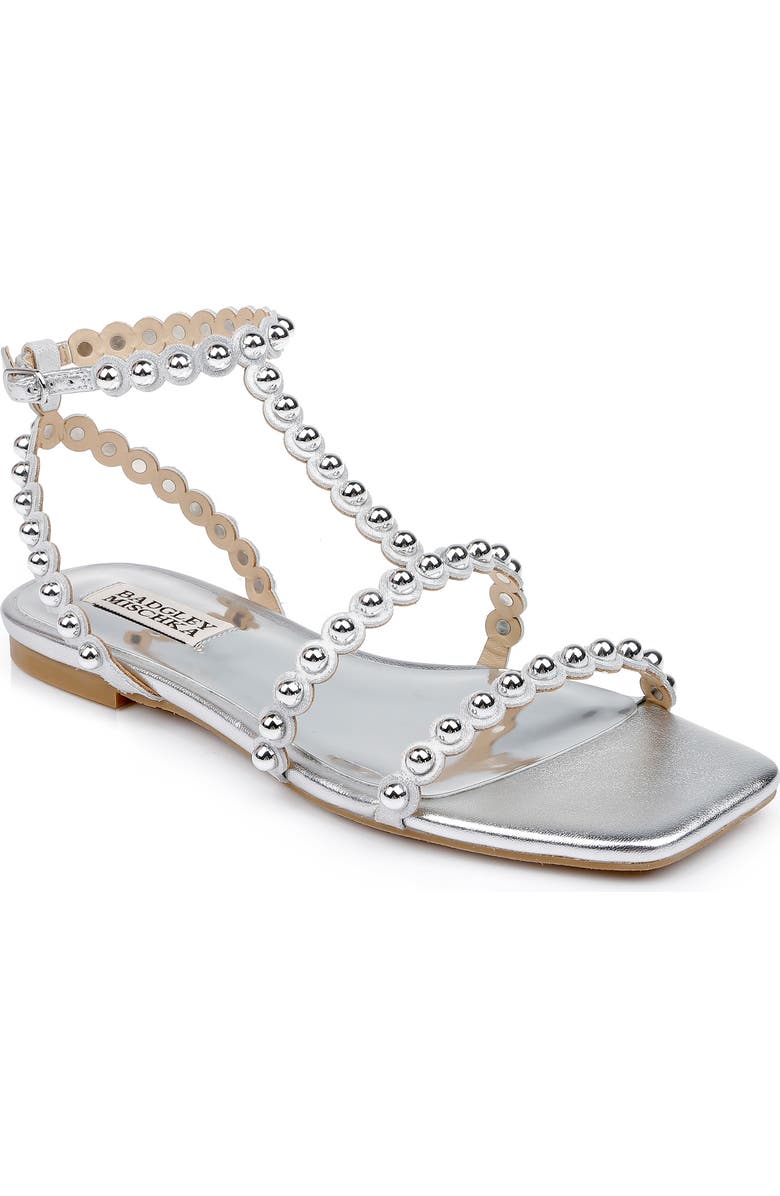 Badgley Mischka Collection Cami Embelished T-Strap Sandal, Main, color, Silver