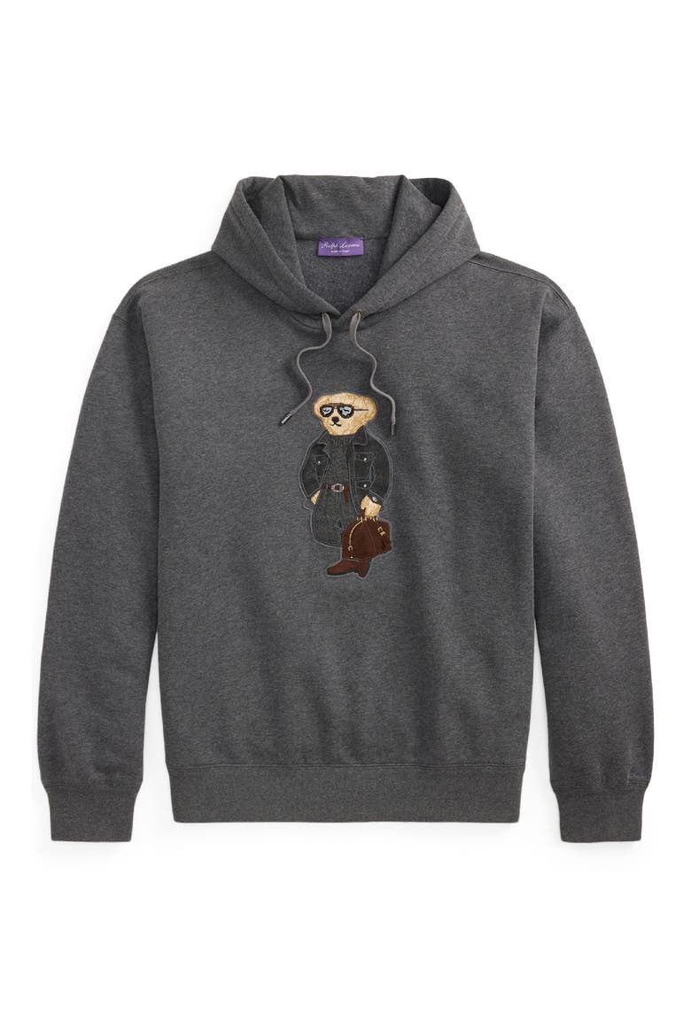 Felpa Bear Appliqué Cotton & Cashmere Hoodie, Alternate, color, MEDIUM GREY MELANGE