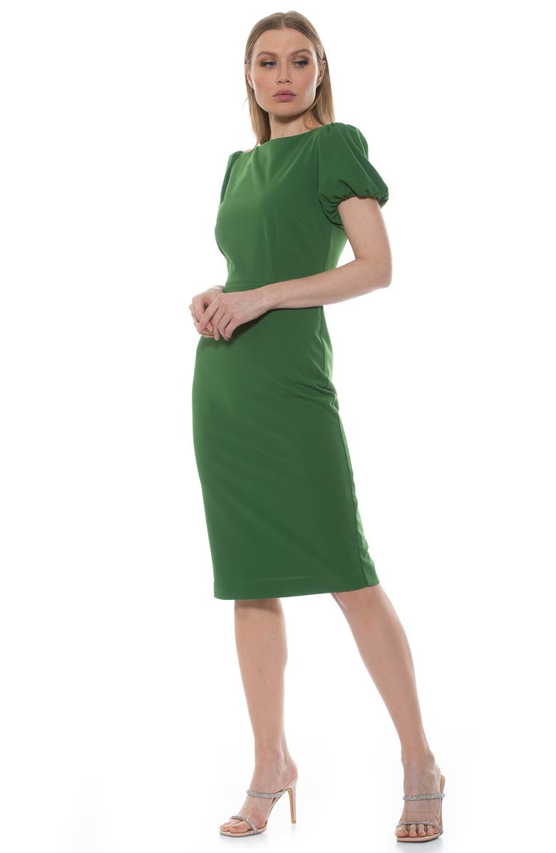 Alexia Admor Odette Puff Sleeve Midi Sheath Dress, Alternate, color,