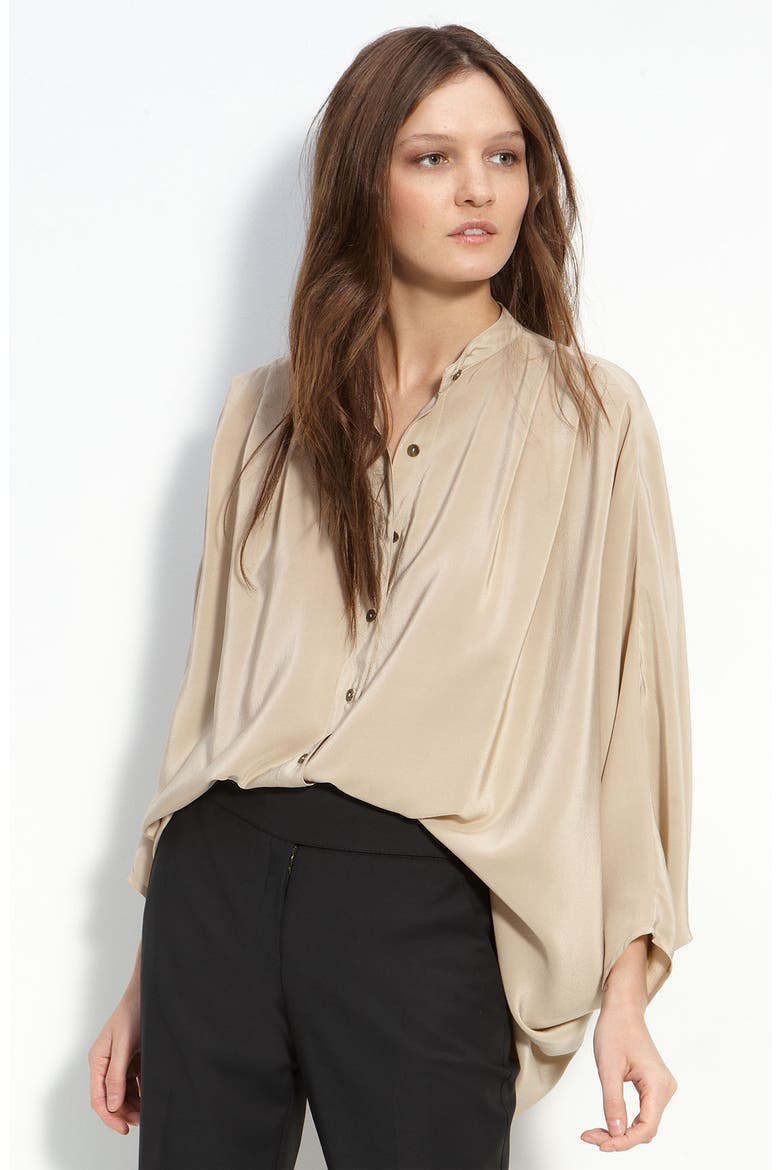 Oversized Silk Blouse, Main, color, KHAKI