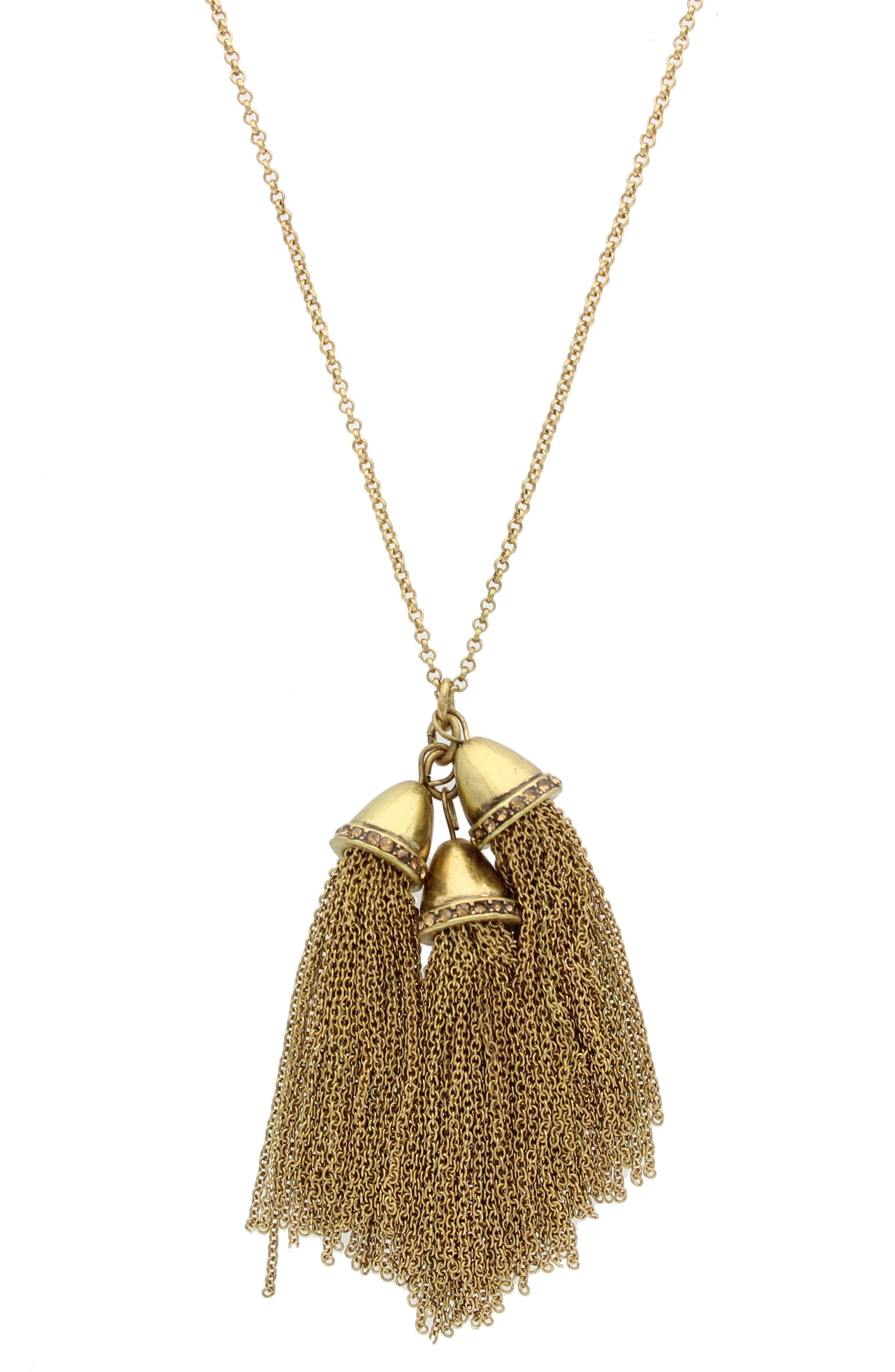 OLIVIA WELLES Tassel Trio Pendant Necklace