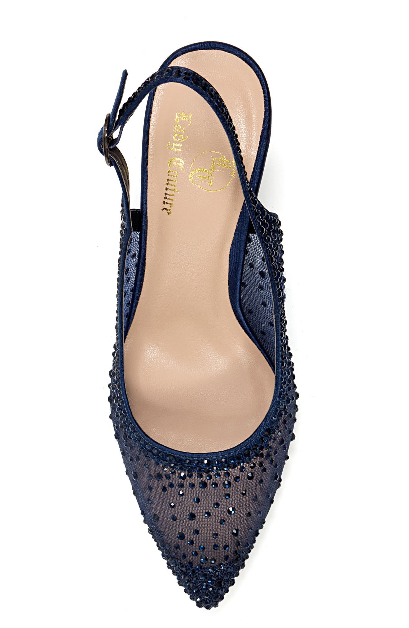 Lola Embellished Pointed Toe Slingback Pump, Alternate, color, NAVY