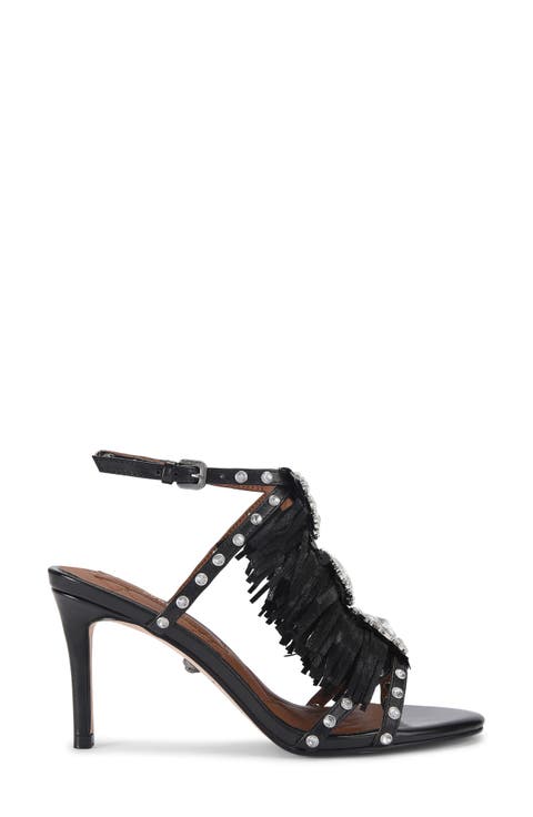 Jewel Fringe Ankle Strap Sandal (Women)