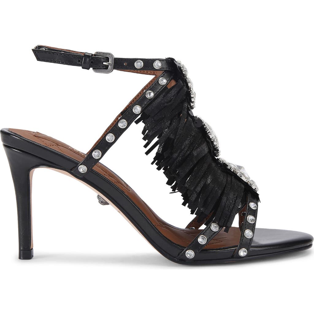 Kurt Geiger London Jewel Fringe Ankle Strap Sandal In Black