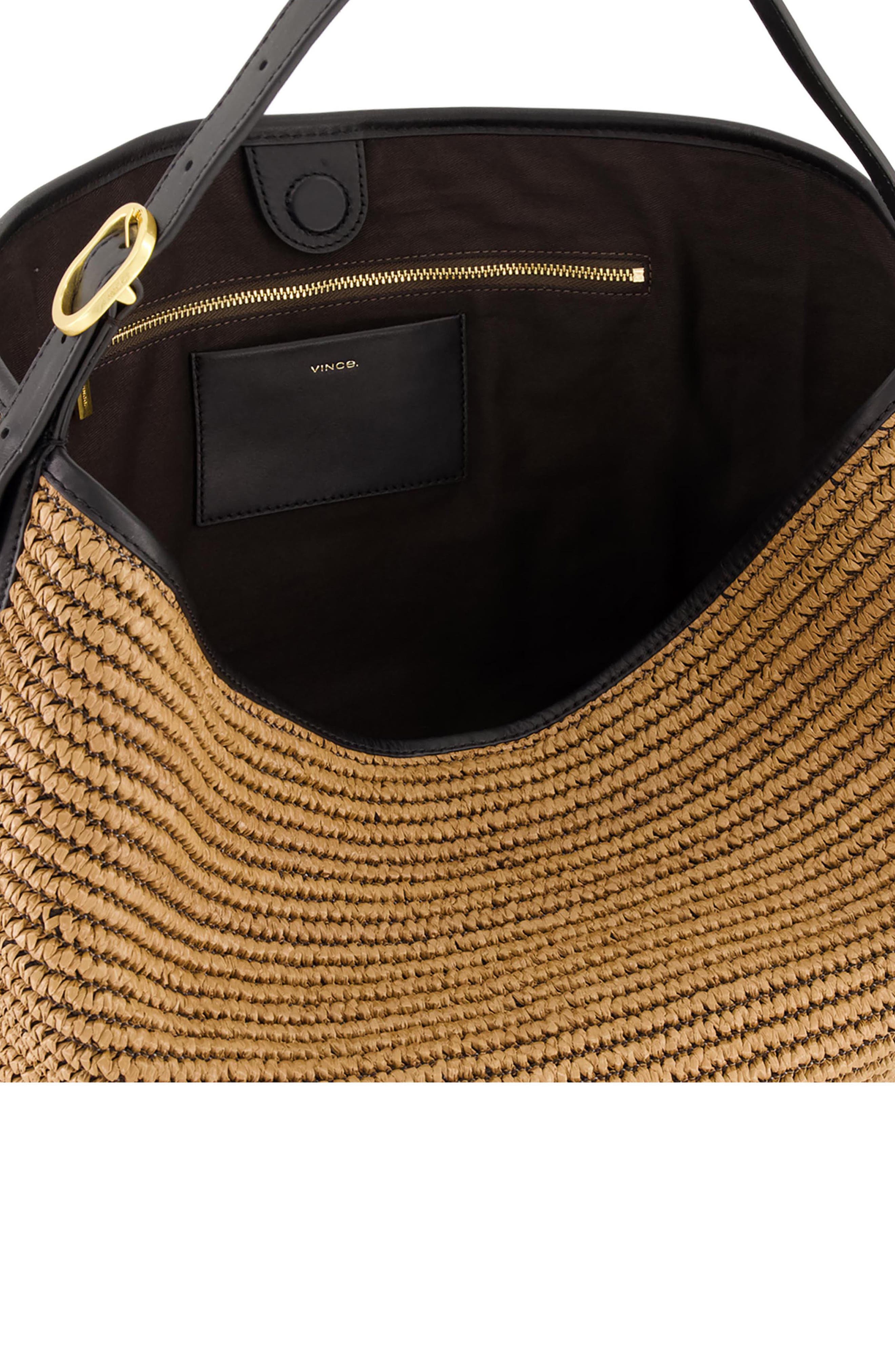 Medium Vivian Raffia Hobo Bag, Alternate, color, LATTE