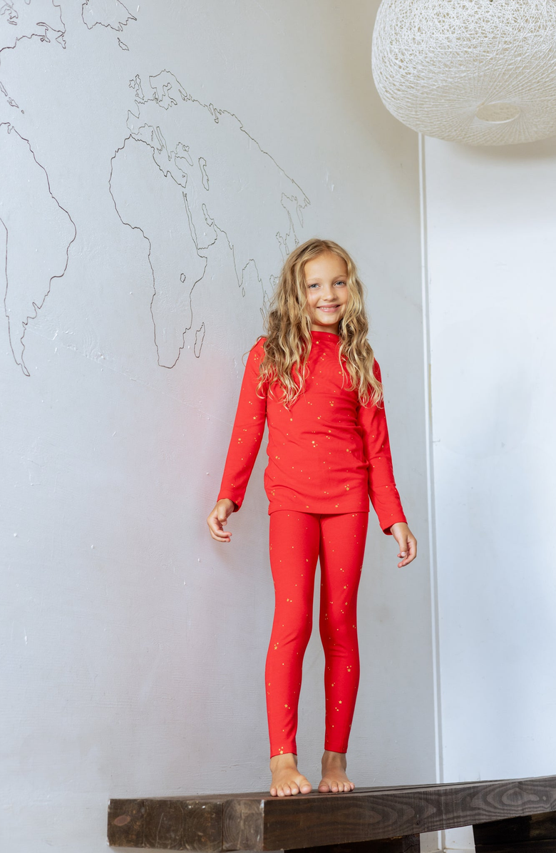 NoggiWear Star Print Footie, Alternate, color, Red
