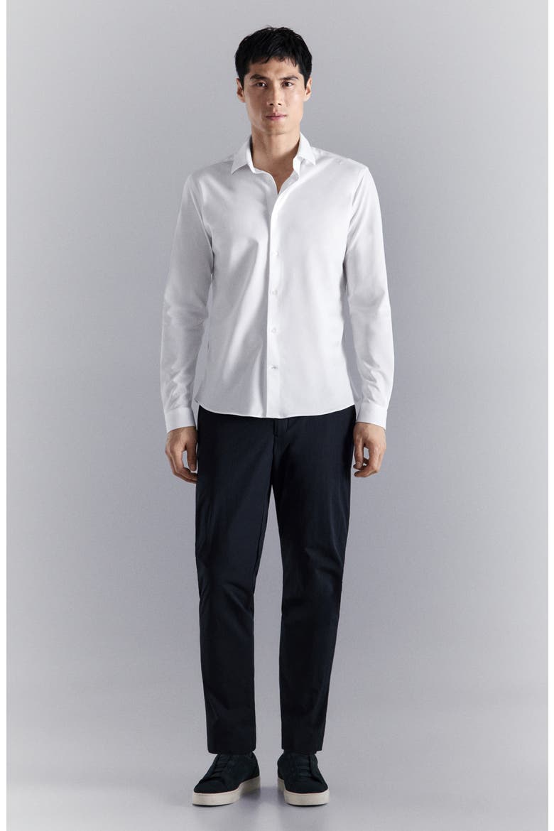 Slim Fit Cotton Blend Button-Up Shirt, Alternate, color, WHITE