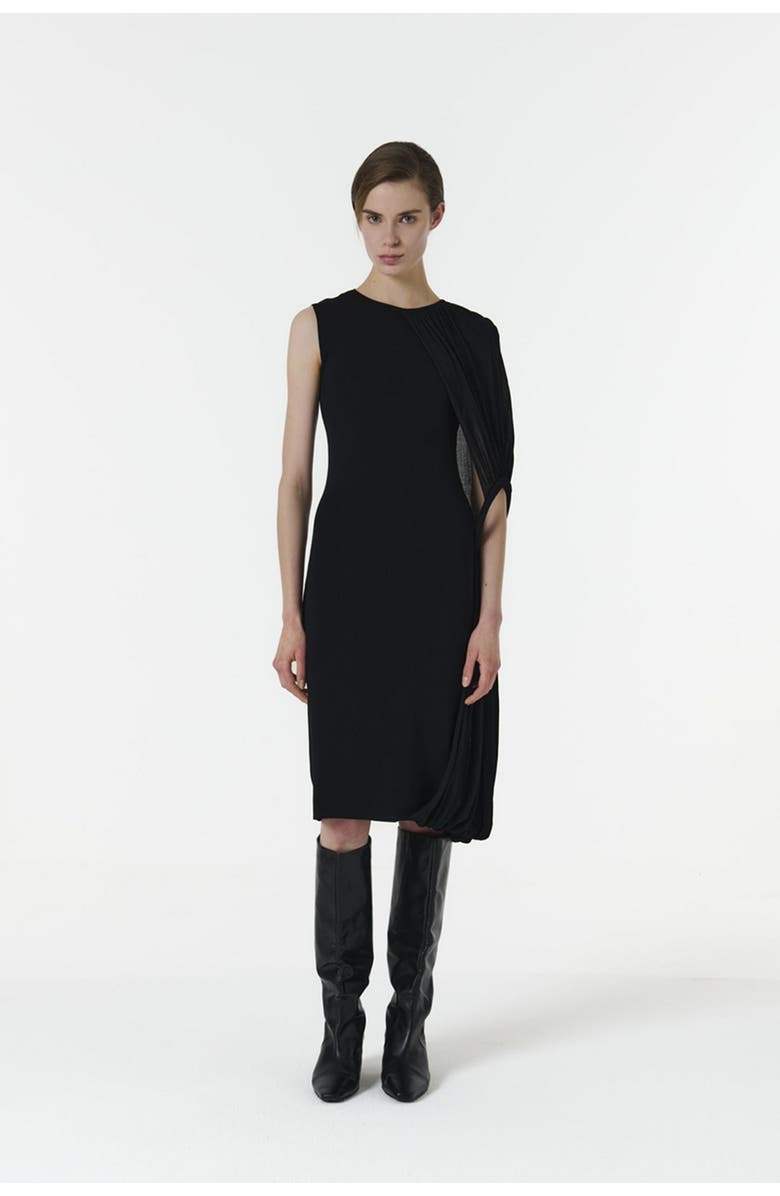 Leem Asymmetric Shoulder Hoop Knit Dress, Alternate, color, Black