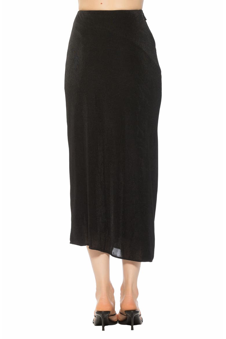 ISLA FRONT DRAPED MIDI SKIRT, Alternate, color, BLACK