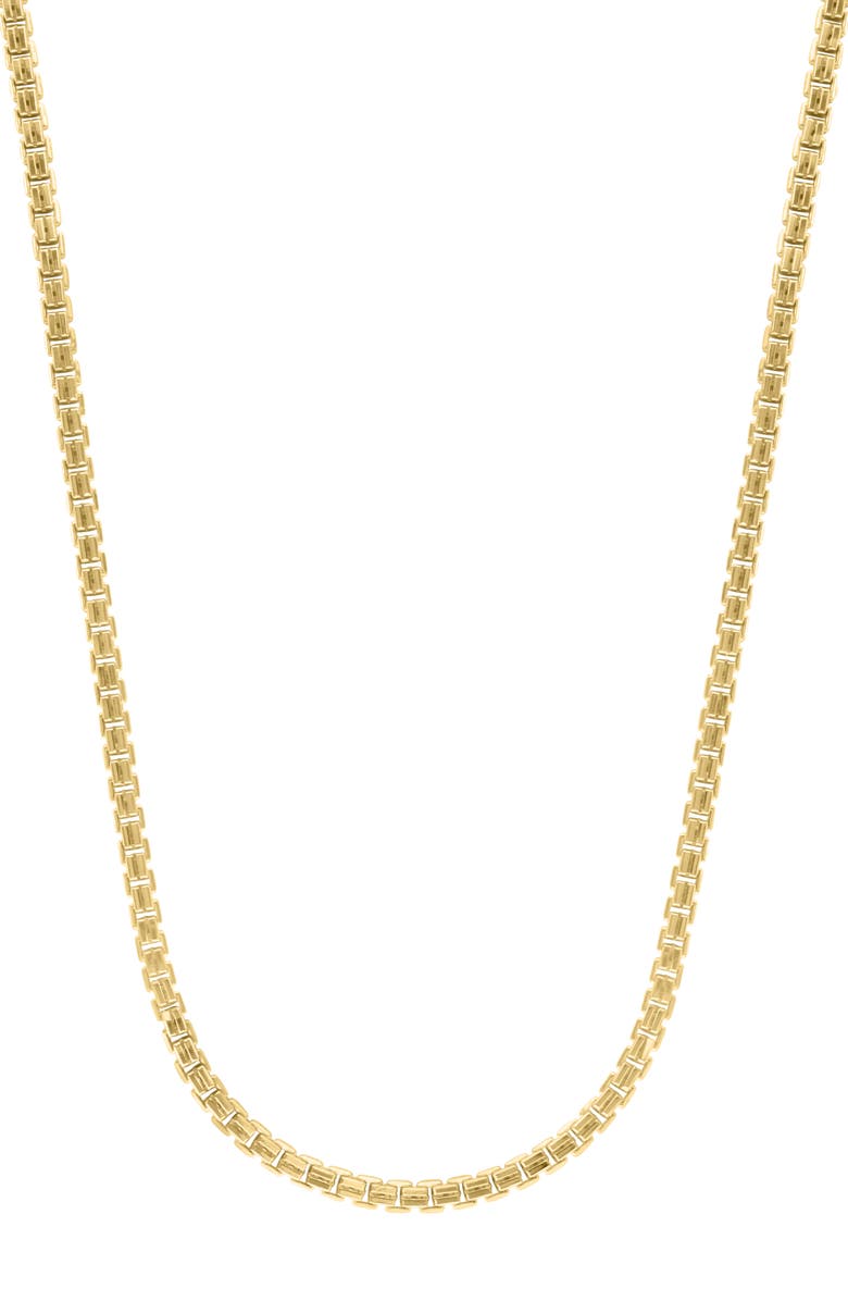 EFFY Men's 14K Gold Plated Sterling Silver Box Chain Necklace, Main, color, Yellow