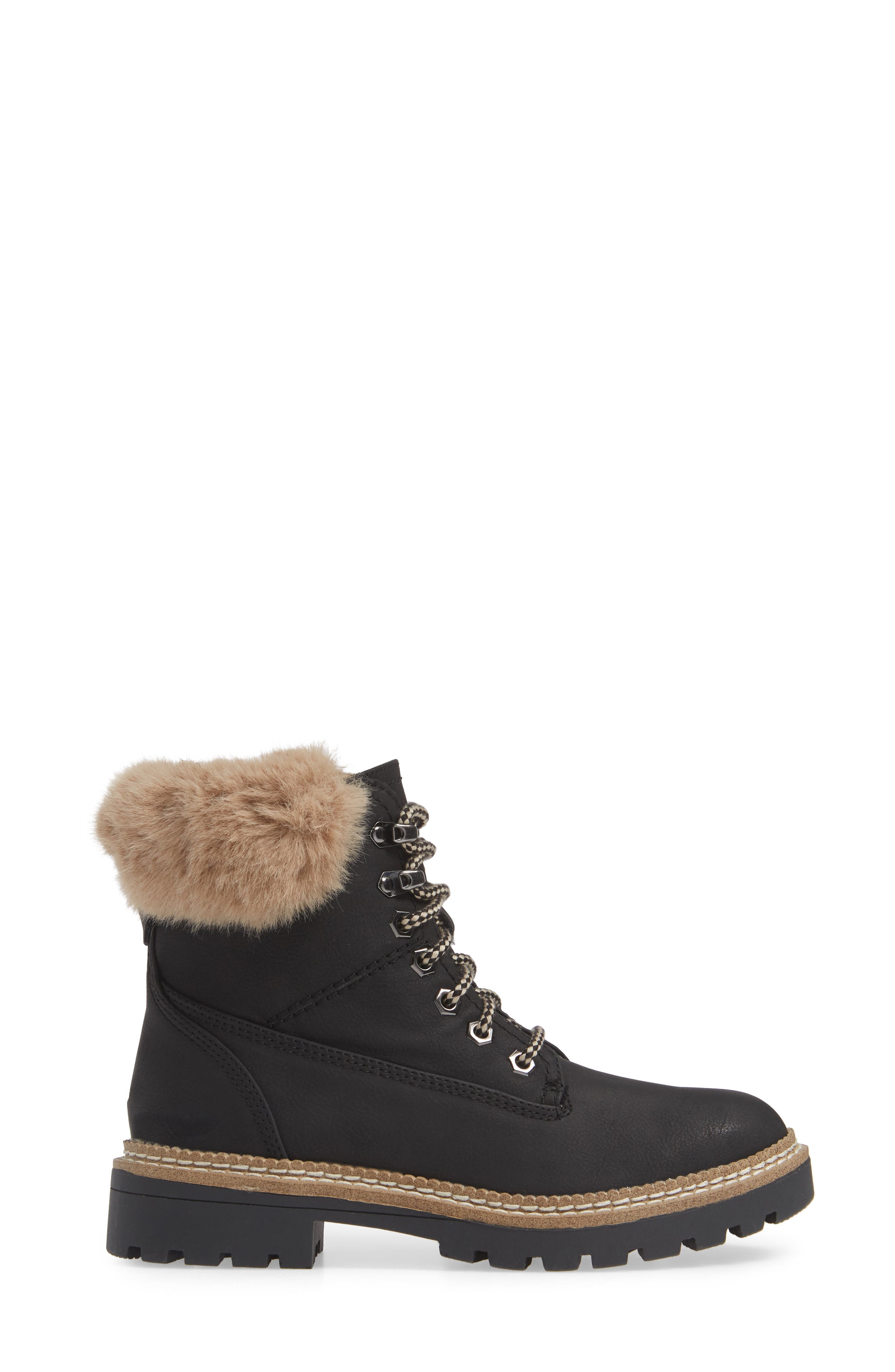 Steve Madden Alaska Lace-Up Bootie with Faux Fur Cuff, Alternate, color, 