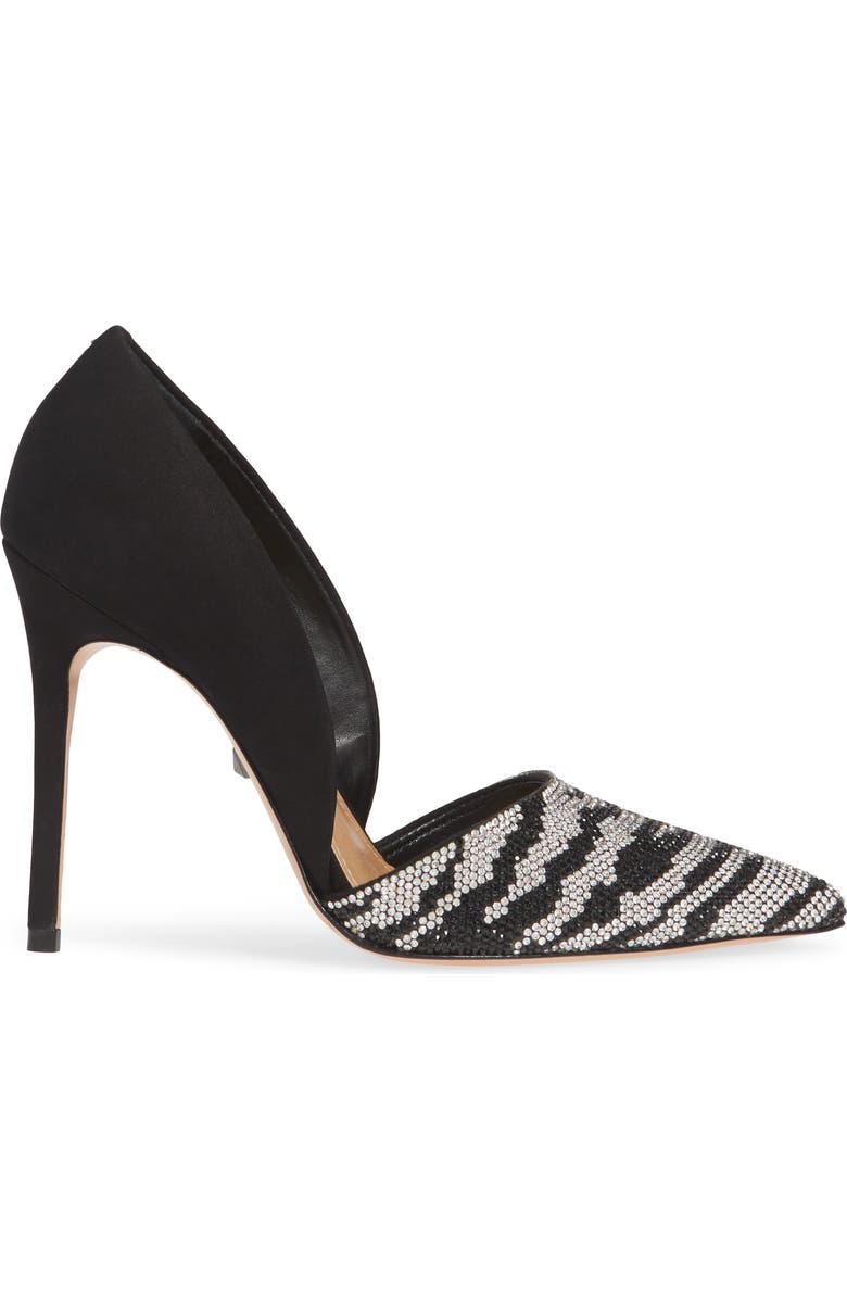 Schutz Irina Crystal Zebra Stripe Pointed Toe Pump, Alternate, color,