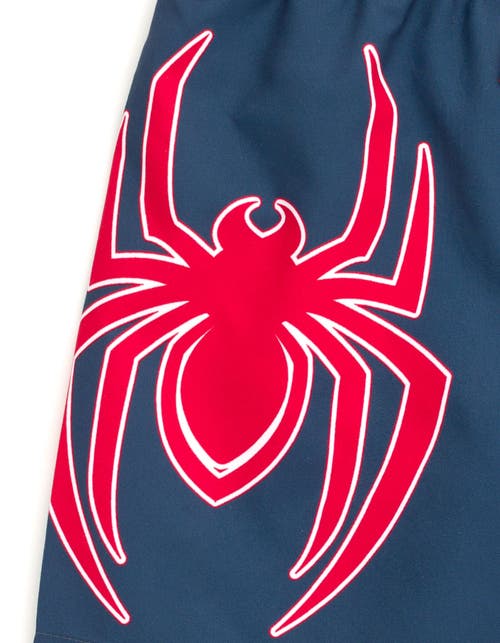 Marvel Short Sleeve Rash Guard & Swim Trunks In Blue