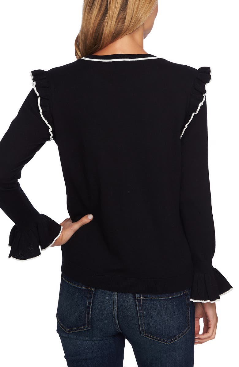CeCe Ruffle Detail Cotton Blend Sweater, Alternate, color,