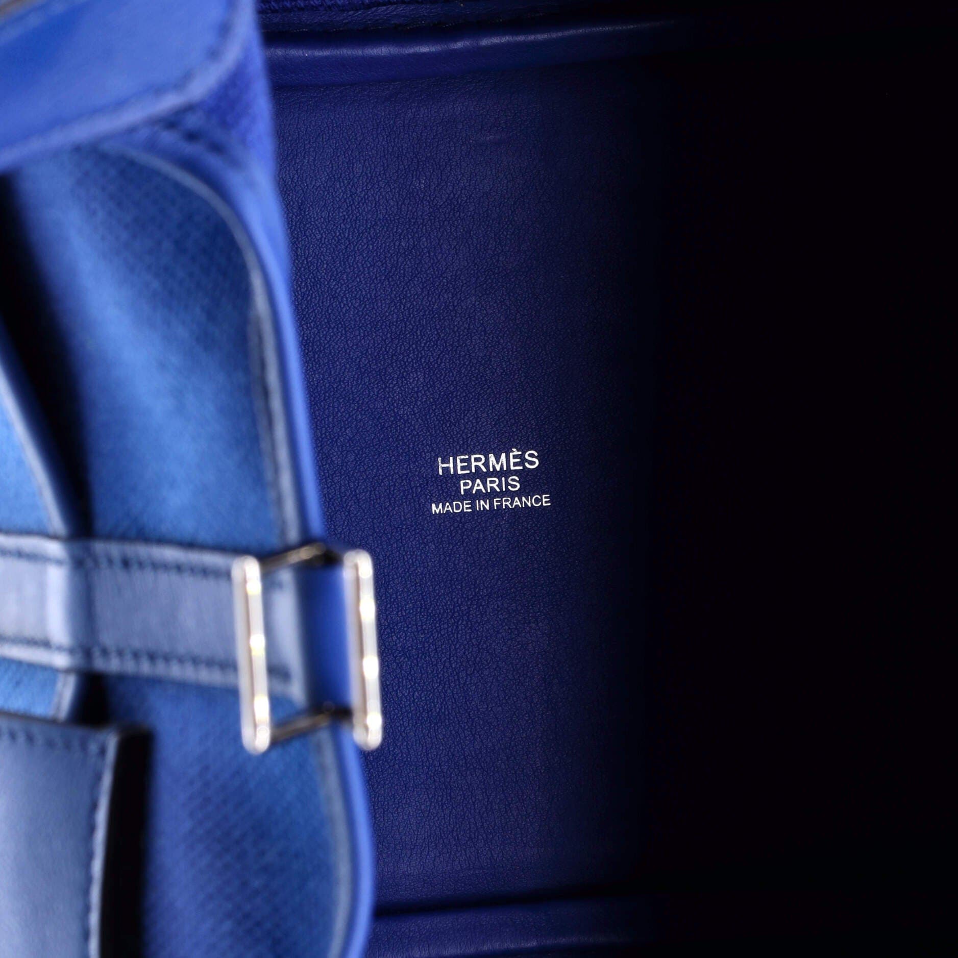 Pre-Owned Hermes Cargo Picotin Lock Bag Canvas and Swift PM, Alternate, color, Bleu France