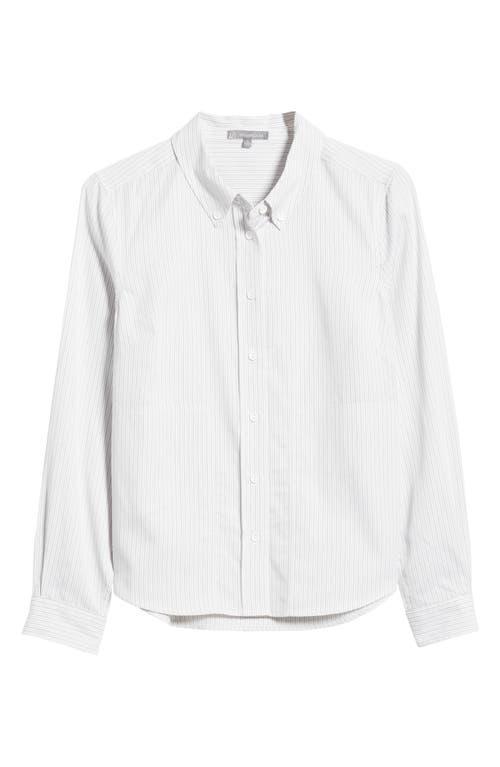 Wit & Wisdom Stripe Cotton Blend Button-down Shirt In Grey/white