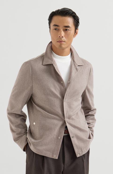 Lightweight cashmere flannel outerwear jacket