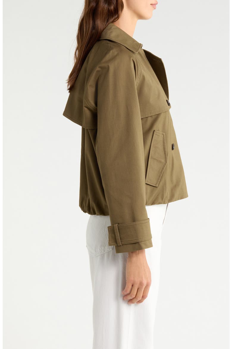 Jett Check Crop Trench Coat, Alternate, color, OLIVE