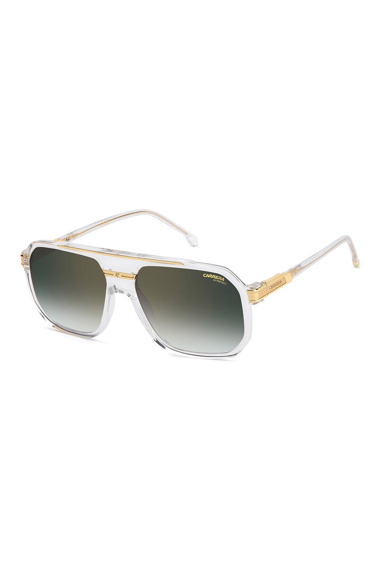 60mm Rectangular Flat Top Sunglasses, Alternate, color, CRYSTAL GOLD/ GRN SF GDSP AR