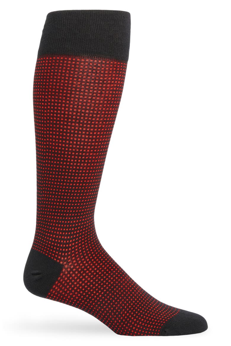 Birdseye Mid-Calf Premium Novelty Dress Socks, Main, color, RED / BLACK