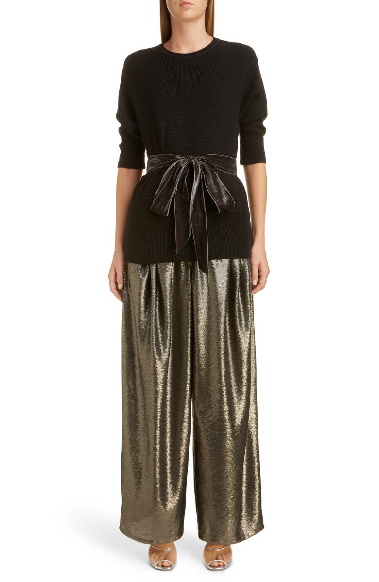 Marc Jacobs High Waist Wide Leg Sequin Pants, Alternate, color, 
