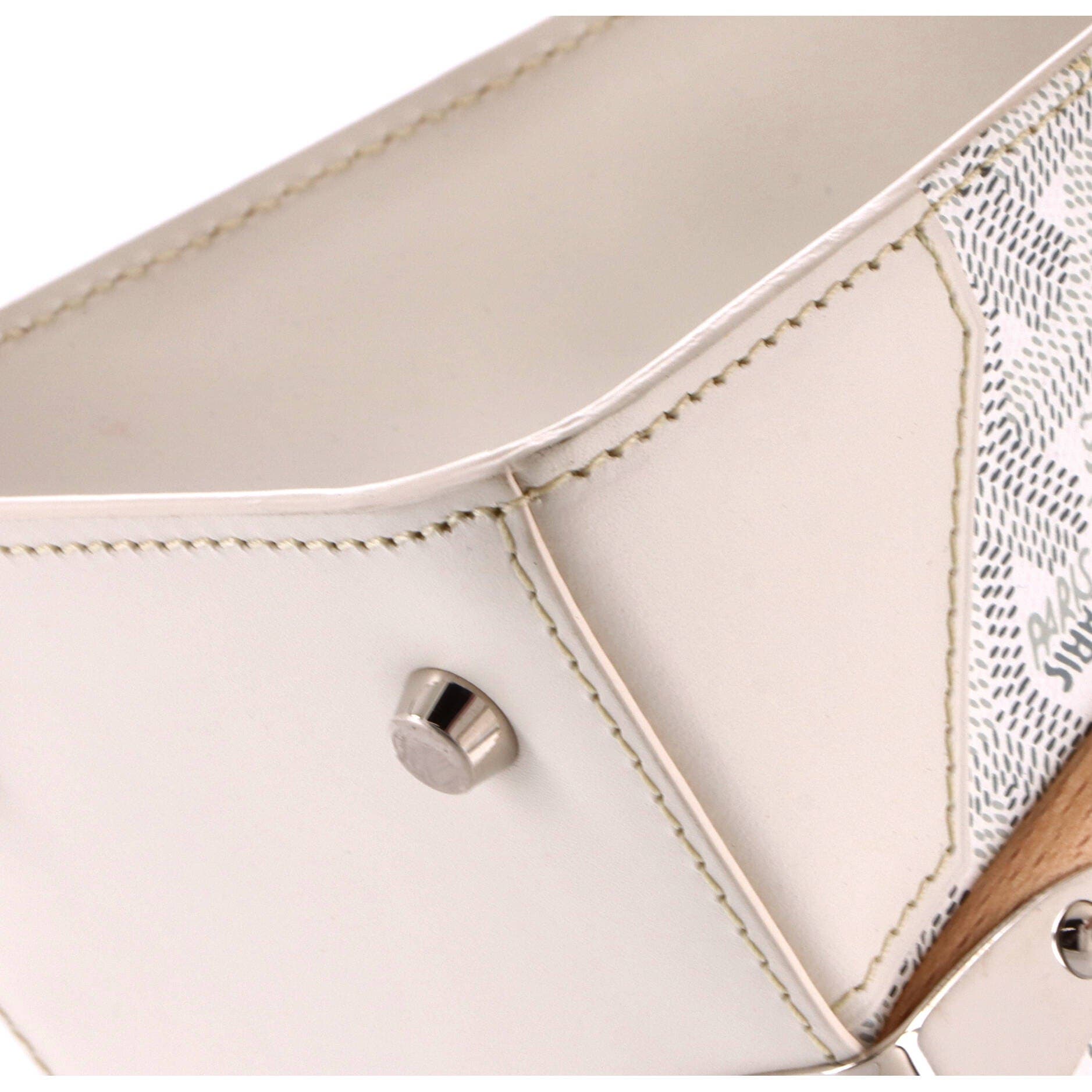 Saigon Top Handle Bag Coated Canvas with Leather PM, Alternate, color, White