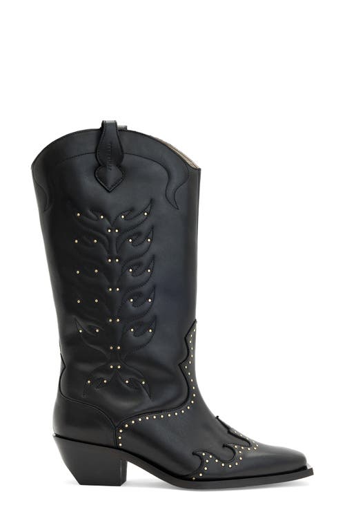 Allsaints Dolly Studded Western Boot In Black
