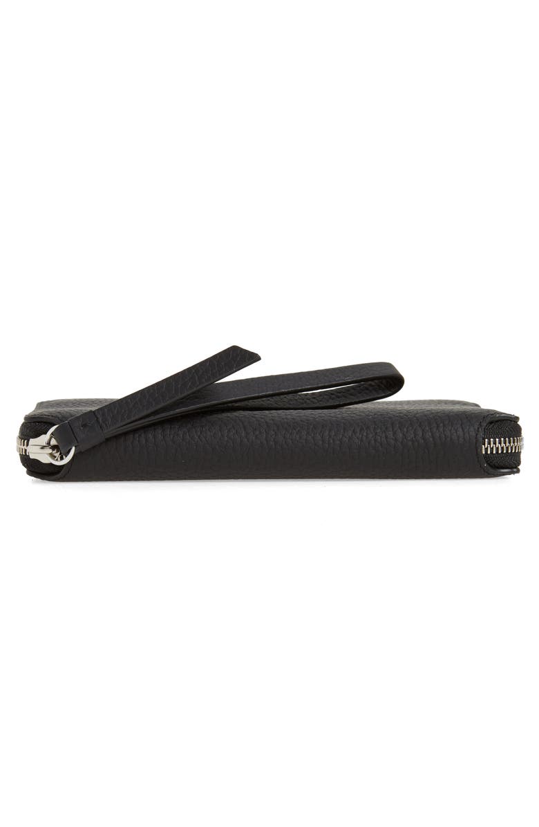 AllSaints Fetch Leather Phone Wristlet, Alternate, color, Black