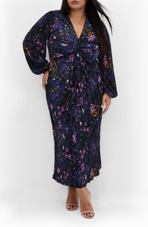 Kaya Floral Long Sleeve Maxi Dress (Plus)