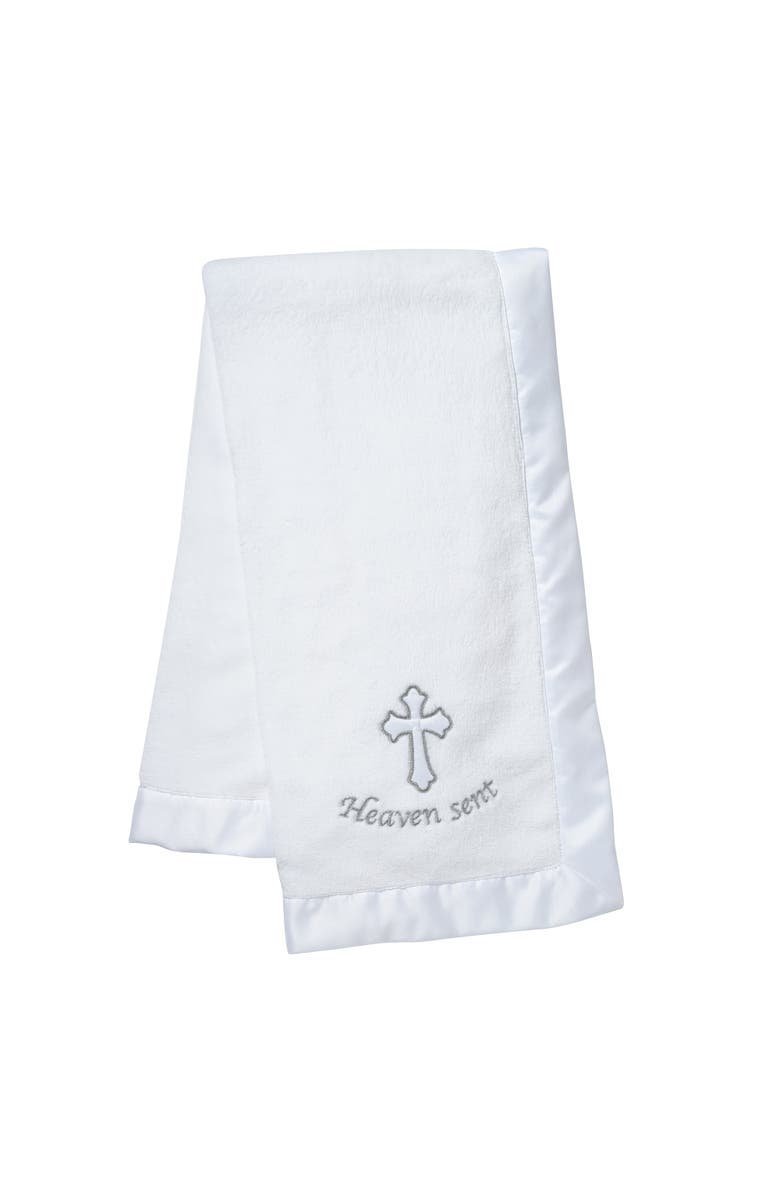 Lambs & Ivy Heaven Sent Baptism/Christening Soft Fleece Baby Blanket, Alternate, color, White