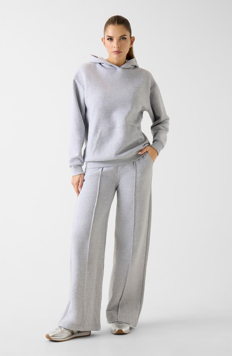 GUESS Nat Straight Leg Organic Cotton Blend Fleece Sweatpants, Alternate, color, Silver