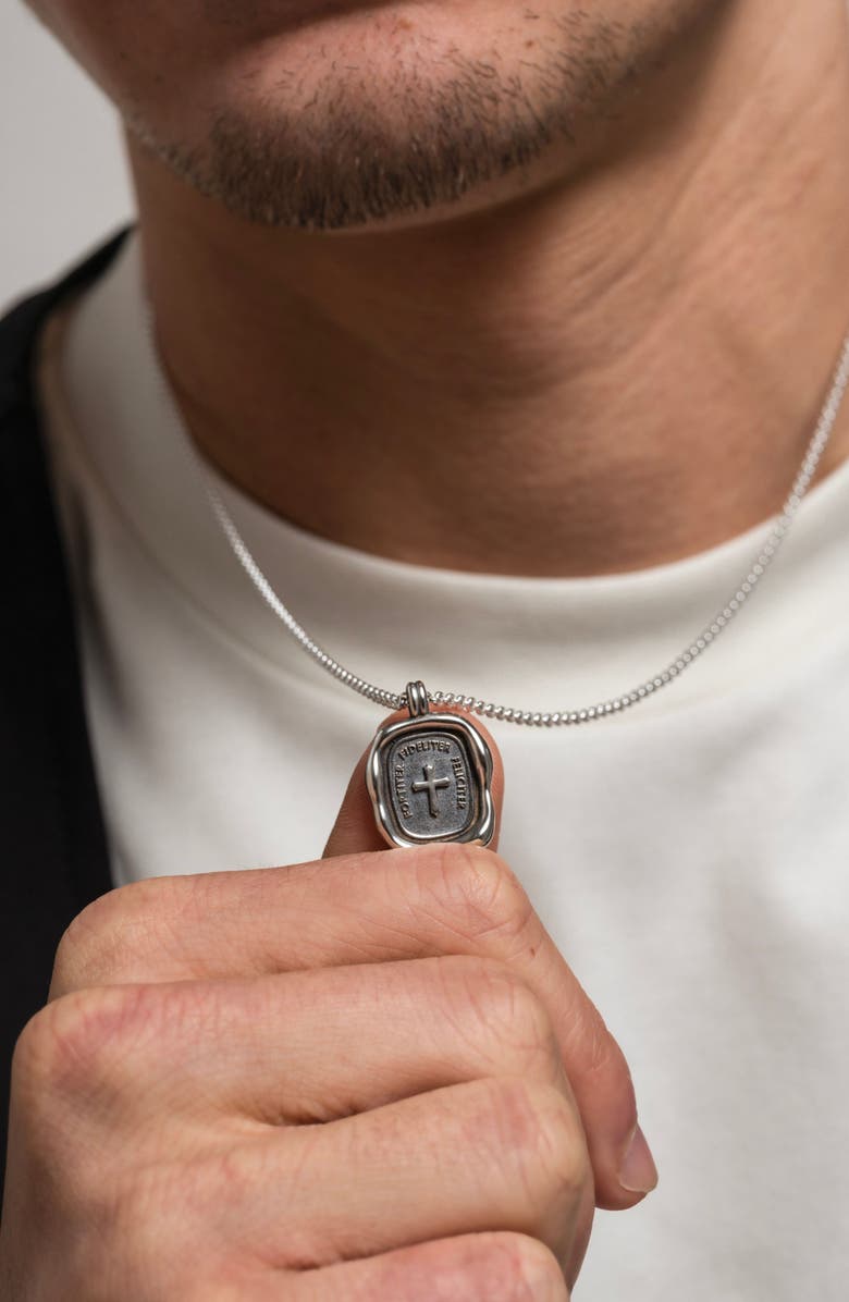 Dower & Hall Men's Success Talisman Necklace, Alternate, color, Sterling Silver