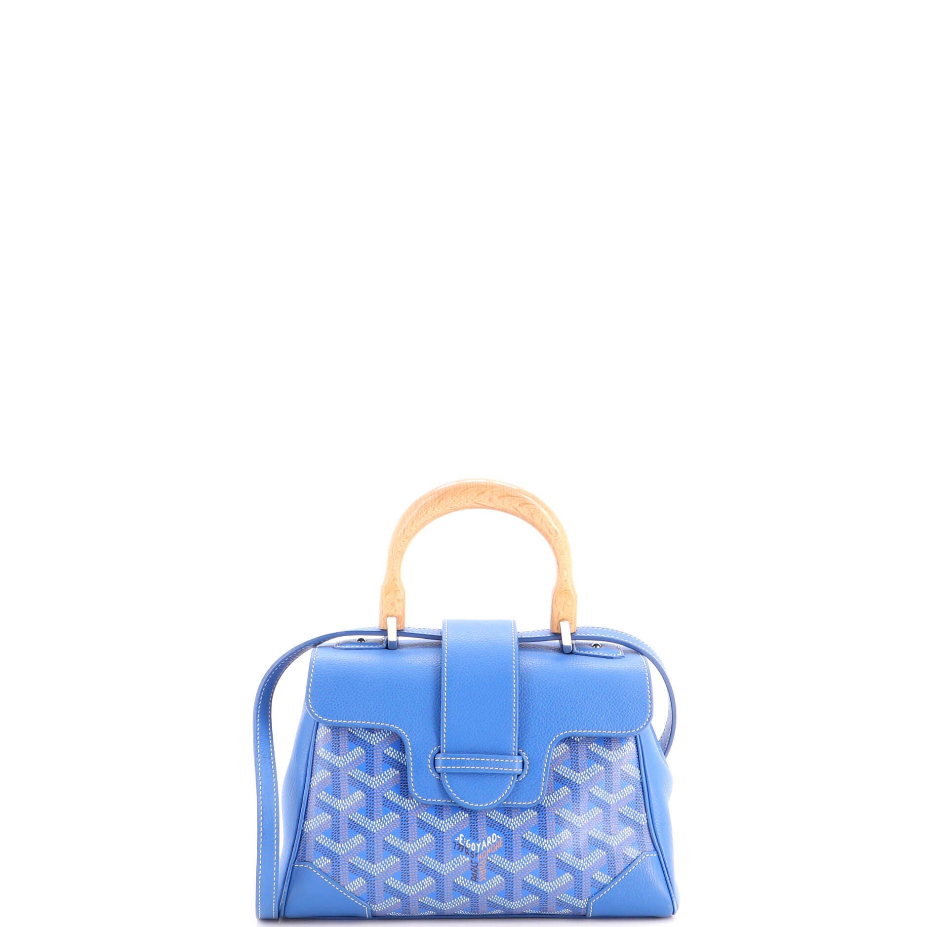 Saigon Top Handle Bag Coated Canvas with Leather Mini, Main, color, Blue