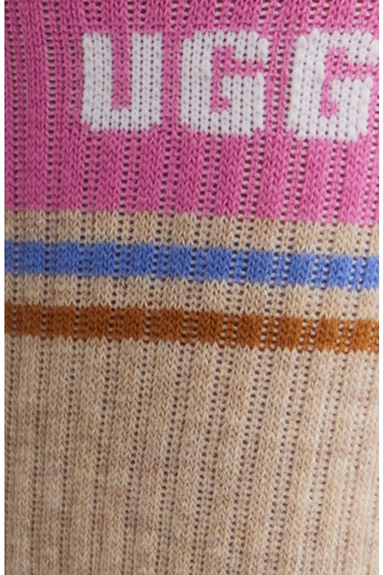 Jedlyn Varsity Cotton Blend Crew Socks, Alternate, color, SAND HEATHER / WOODVIOLET