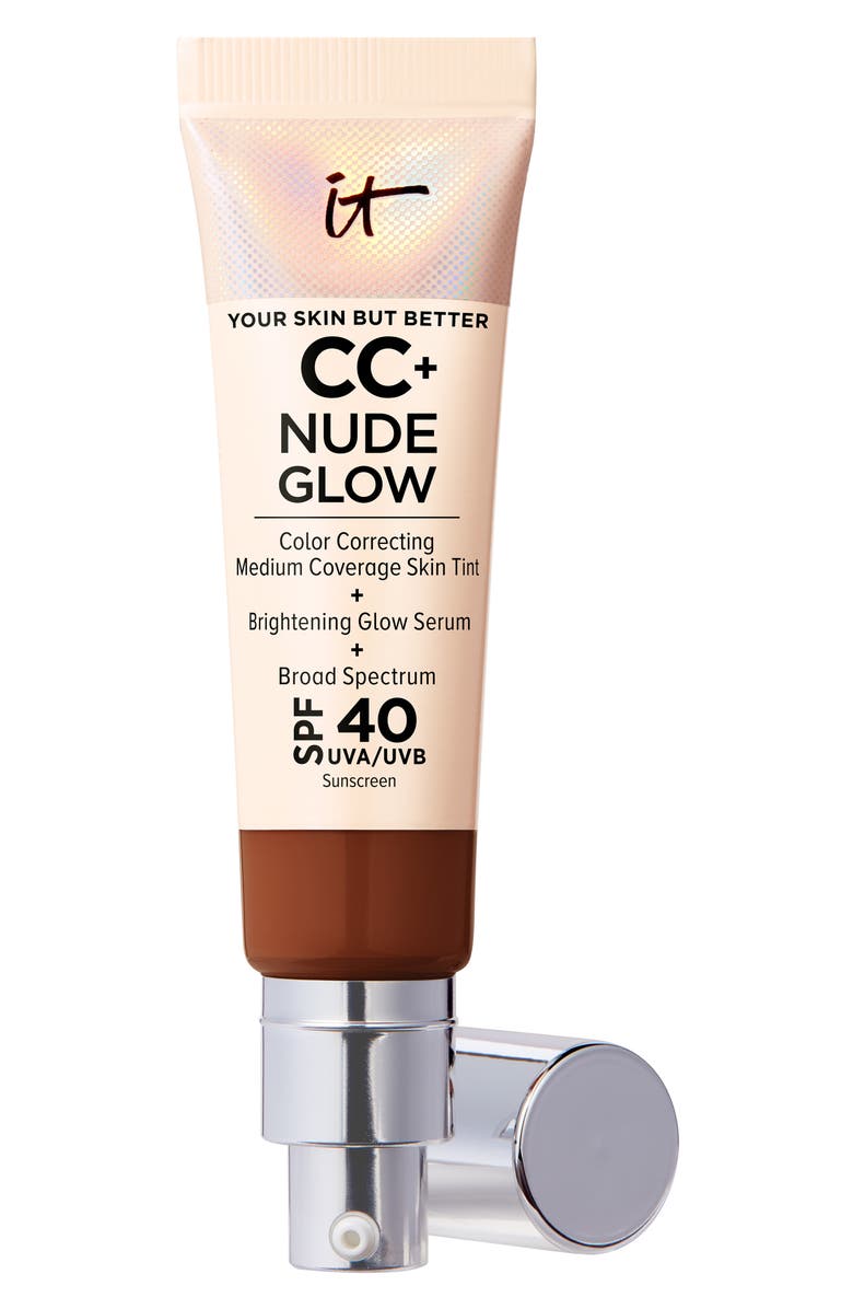 IT Cosmetics CC+ Nude Glow Lightweight Foundation + Glow Serum SPF 40, Main, color, Deep