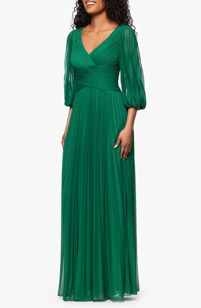 Betsy & Adam Pleated A-Line Dress, Alternate, color, Green
