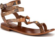 VINTAGE FOUNDRY Vina Snake Embossed Leather Ankle Strap Flat Sandal