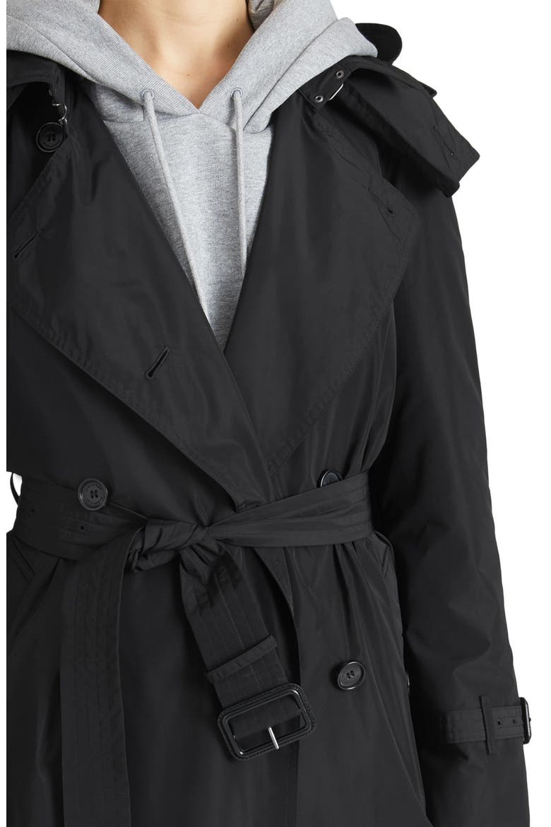 Amberford Taffeta Trench Coat with Detachable Hood, Alternate, color, BLACK
