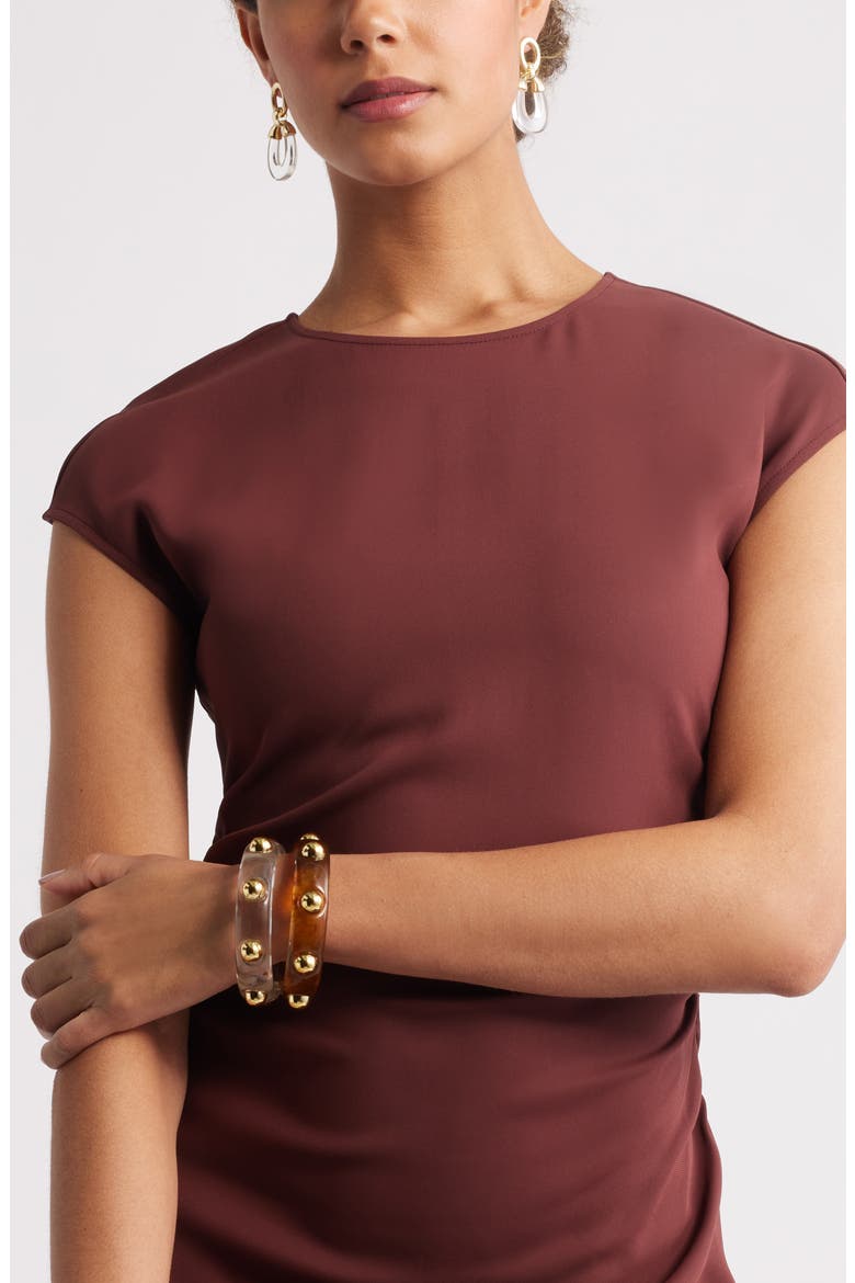 Studded Resin Bangle, Alternate, color, AMBER- GOLD